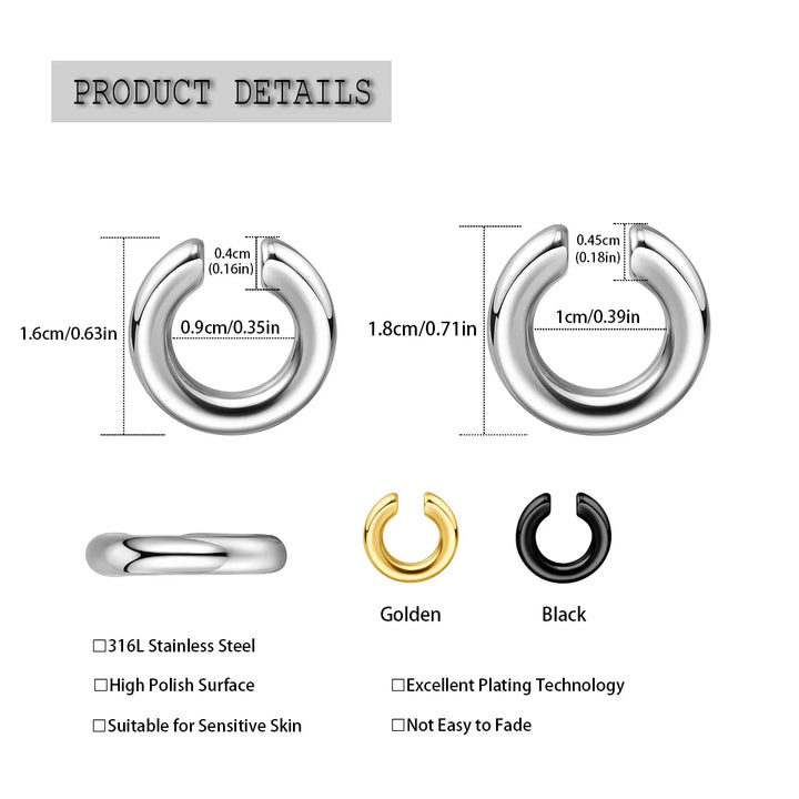 1pc Exaggerated c-Shaped Non-Piercing Nose Ring Fake Piercing Non-Piercing Ear Bone Clips For Men Ear Cuff Earrings