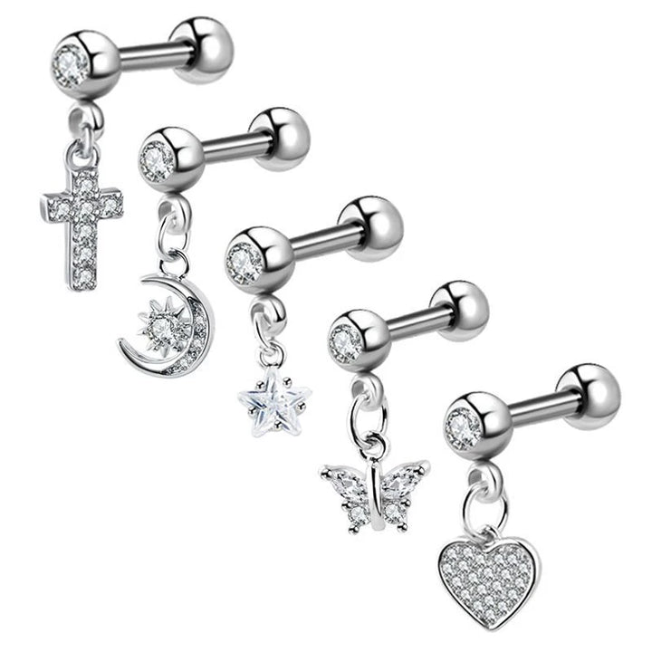 Zircon Earrings Helix Ear Lobe Piercing Conch Tragus Dangle Cartilage Ring Pierc