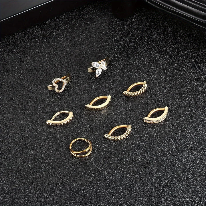 Bobisty 1PC Surgical Steel Belly Button Ring for Women CZ Heart Butterfly Simple Reverse Navel Rings Body Piercing Jewelry