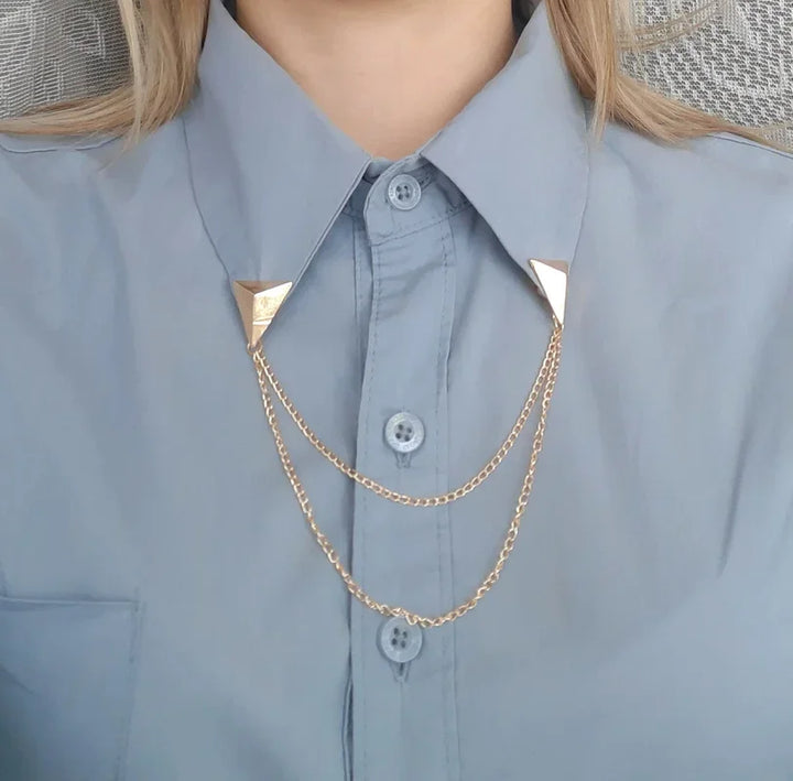 Retro Jewelry Pearl Flower Brooch Ladies Fashion Chain Tassel Personality Shirt Collar Pin Simple Clothing Women Men Accessories