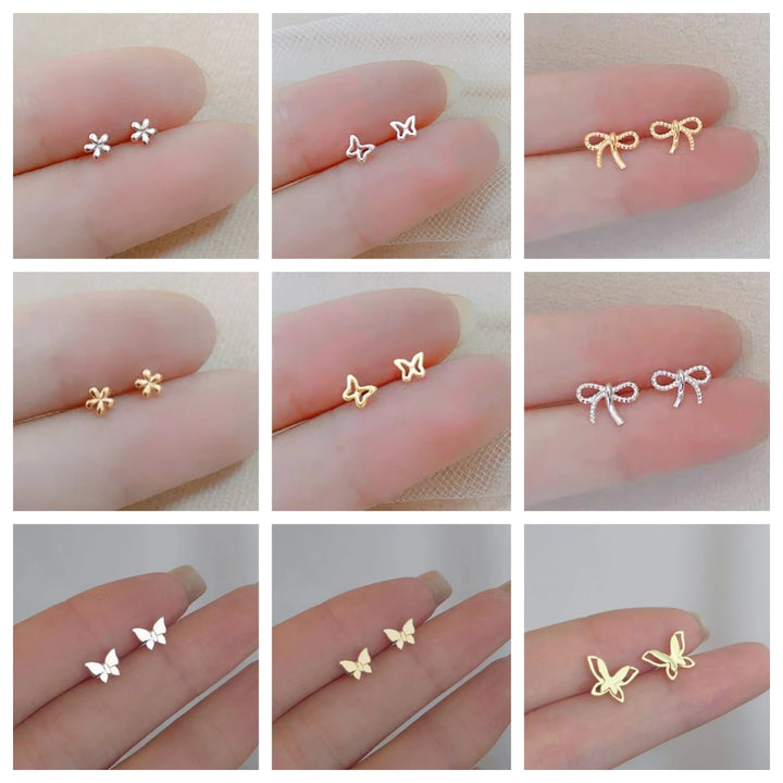 New Bow Knot Earring Star Earlobe Cartilage Prevent Allergy Stud Earrings For Women Ear Piercing Jewelry Gifts