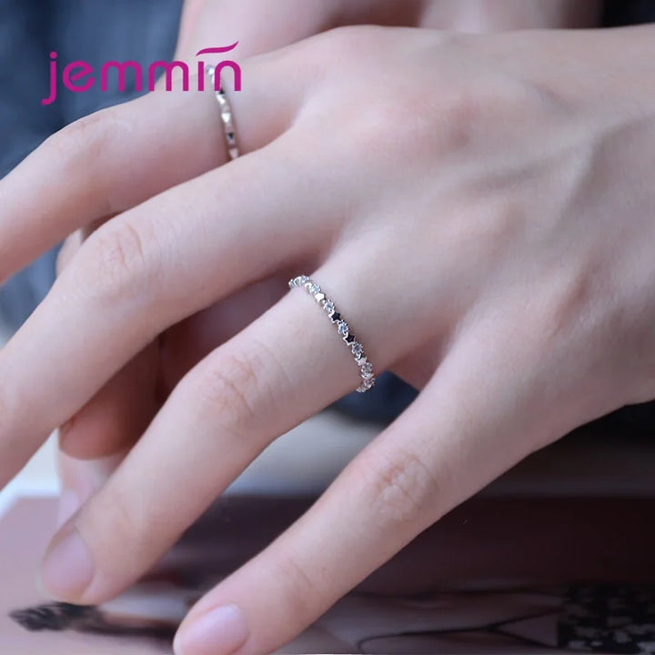 Luxury Original 925 Sterling Silver Color Stars Finger Ring Authentic Stackable Real Clear CZ Jewelry For Women Wedding Gift