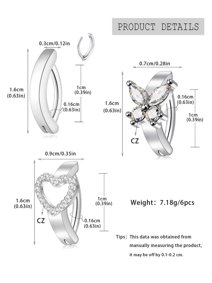 Stainless Steel CZ Butterfly Belly Button Ring Piercing Heart Navel Barbell Jewelry Plated 18K Gold Reverse Curved Belly Rings