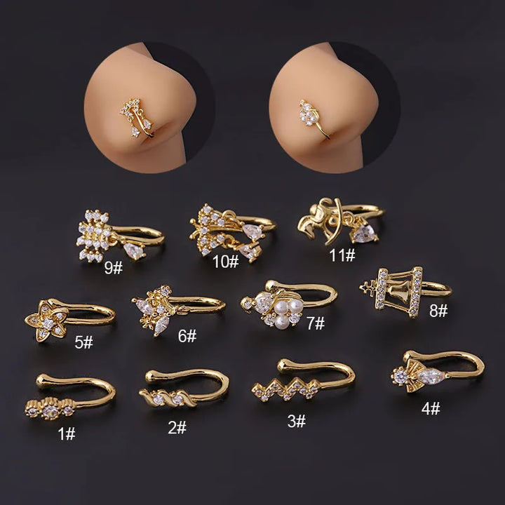 Fake Nose Piercing Jewelry butterfly water drop Fake Nose Rings for women non piercing Nose Clip Body Jewelry