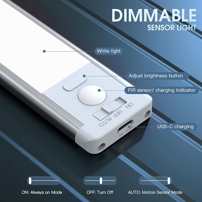 Rechargeable Magnetic Dimmable LED Wall Light Wireless Touch Control Lamp