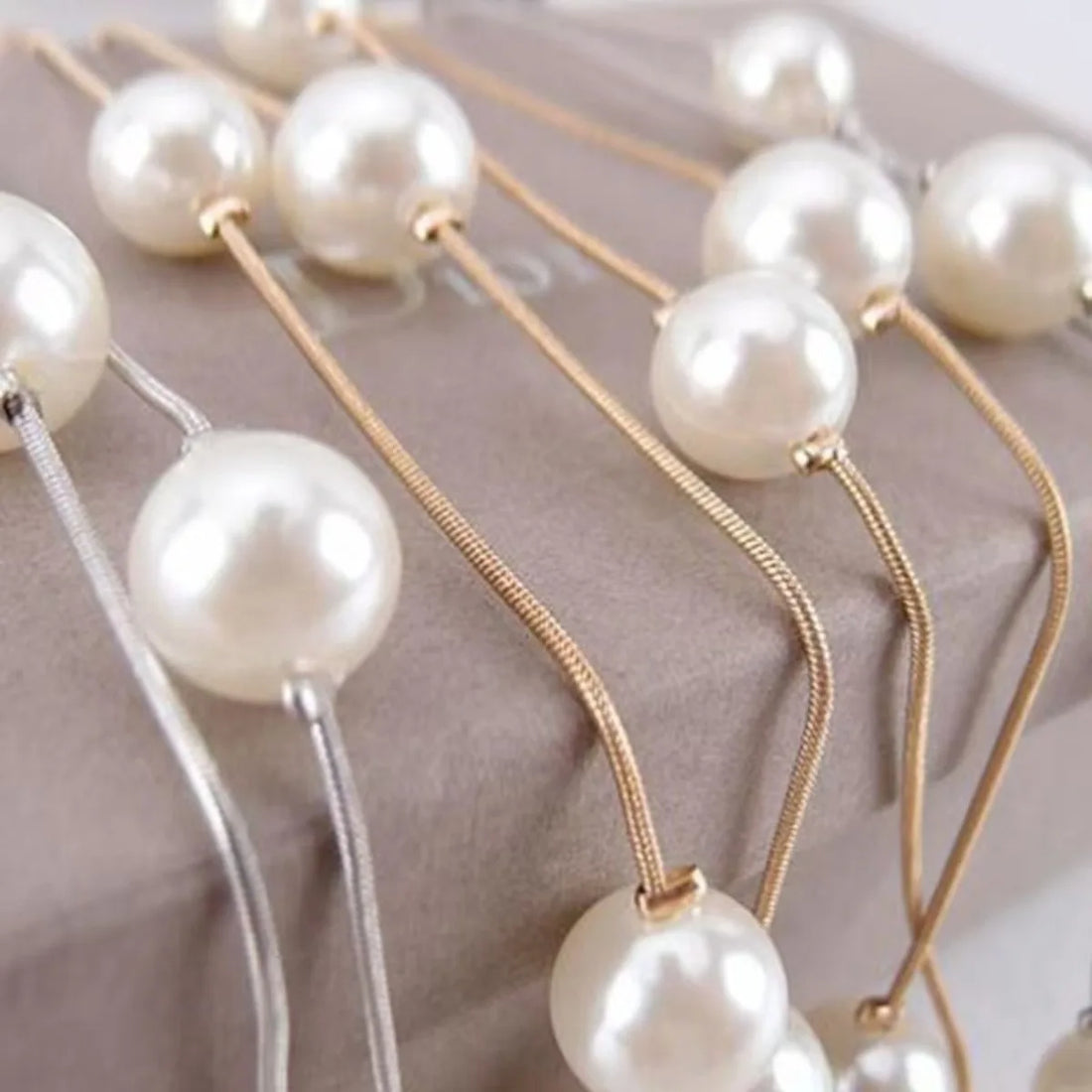Double Layer Imitation Pearl Necklaces Women Adjustable Korean Version Metal Accessories Jewelry Sweater Chain