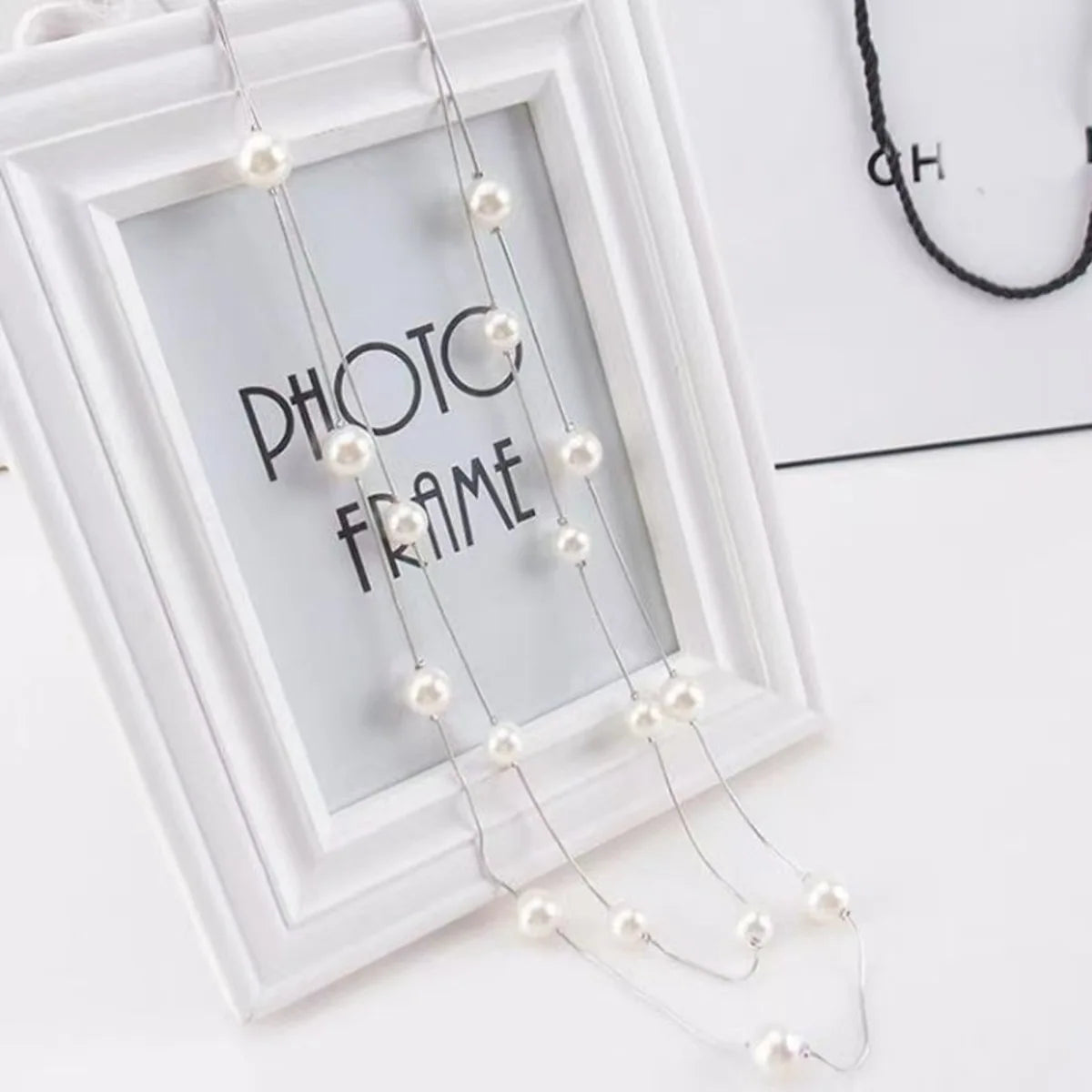 Double Layer Imitation Pearl Necklaces Women Adjustable Korean Version Metal Accessories Jewelry Sweater Chain