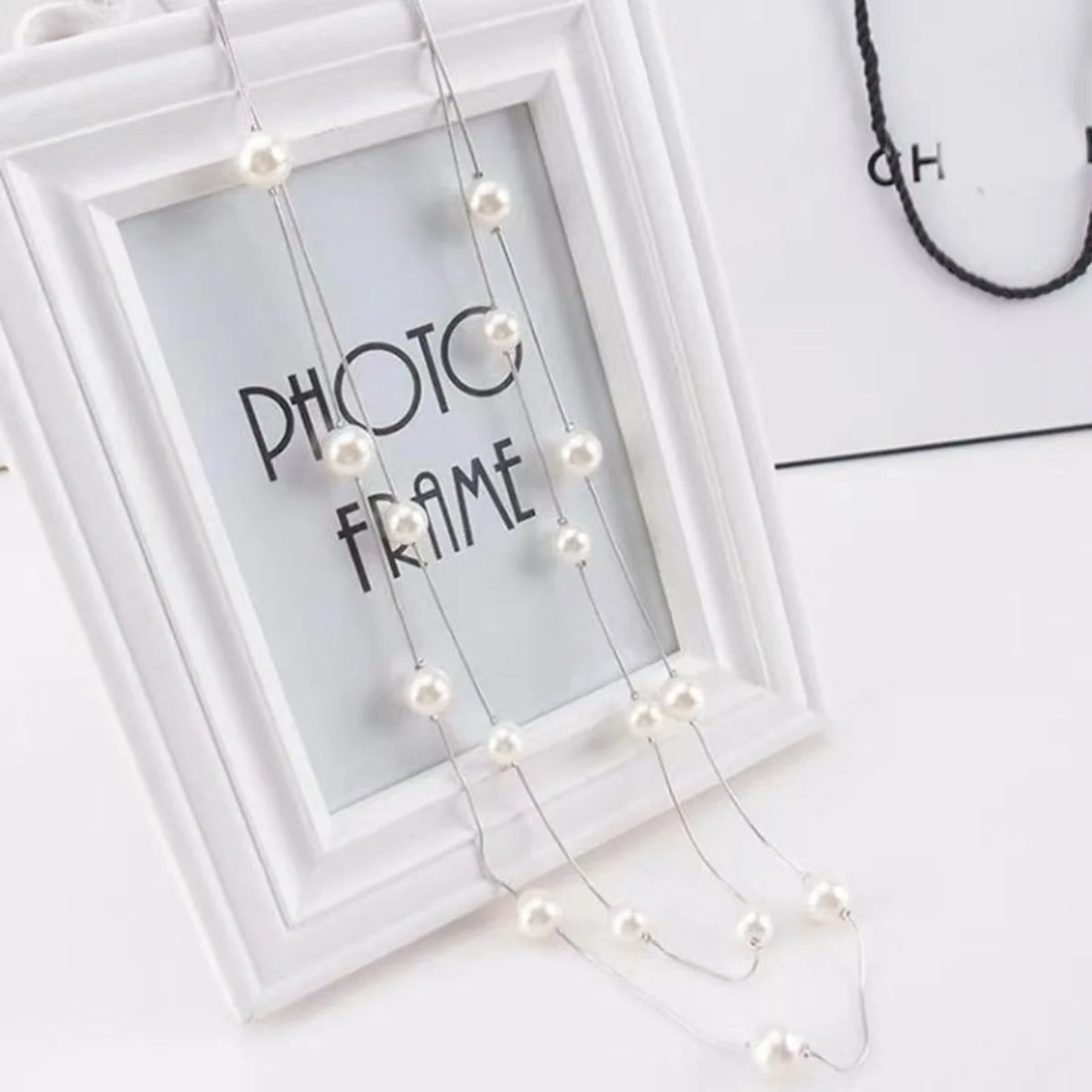 Double Layer Imitation Pearl Necklaces Women Adjustable Korean Version Metal Accessories Jewelry Sweater Chain