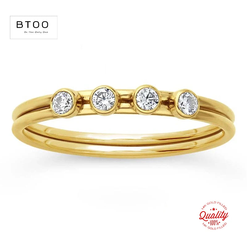 14K Gold Filled White 2MM AAA Zircon Stacking Ring Boho Gold Jewelry Minimalist Knuckle Ring Anillos Mujer Gold Rings for Women