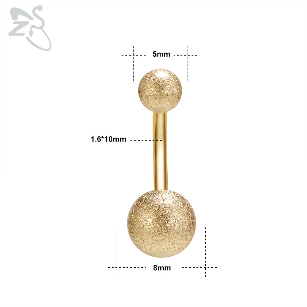 ZS 1 Piece Gold Color Stainless Steel Belly Ring Flower Heart CZ Crystal Navel Belly Button Rings Butterfly Navel Piercings 14G