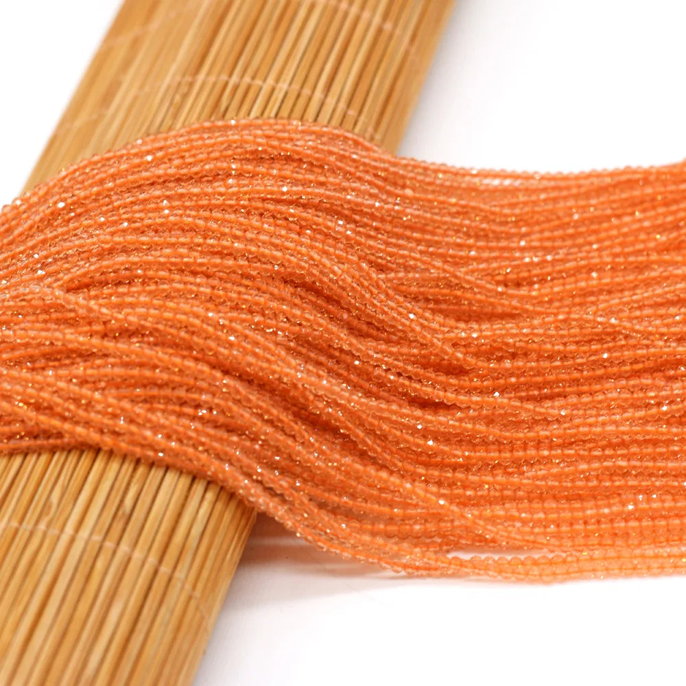 Beads 2MM Natural Semi-Precious Stone Spinel Orange Red Loose Bead for Girls Jewelry Making DIY Bracelet Necklace Waist Beads