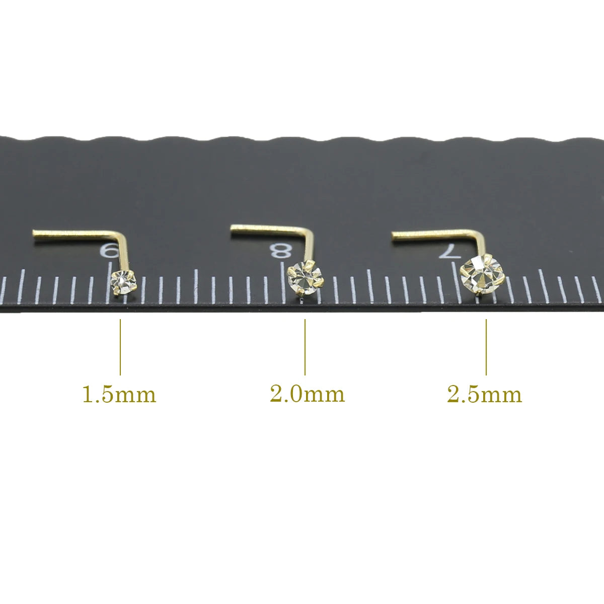 925 Sterling Silver Nose Stud 1.5mm 2.0mm 2.5mm Gemstone Thin Dainty Crystal Pin Nose Screw Ear Bone L Shape Bend Piercing Nariz
