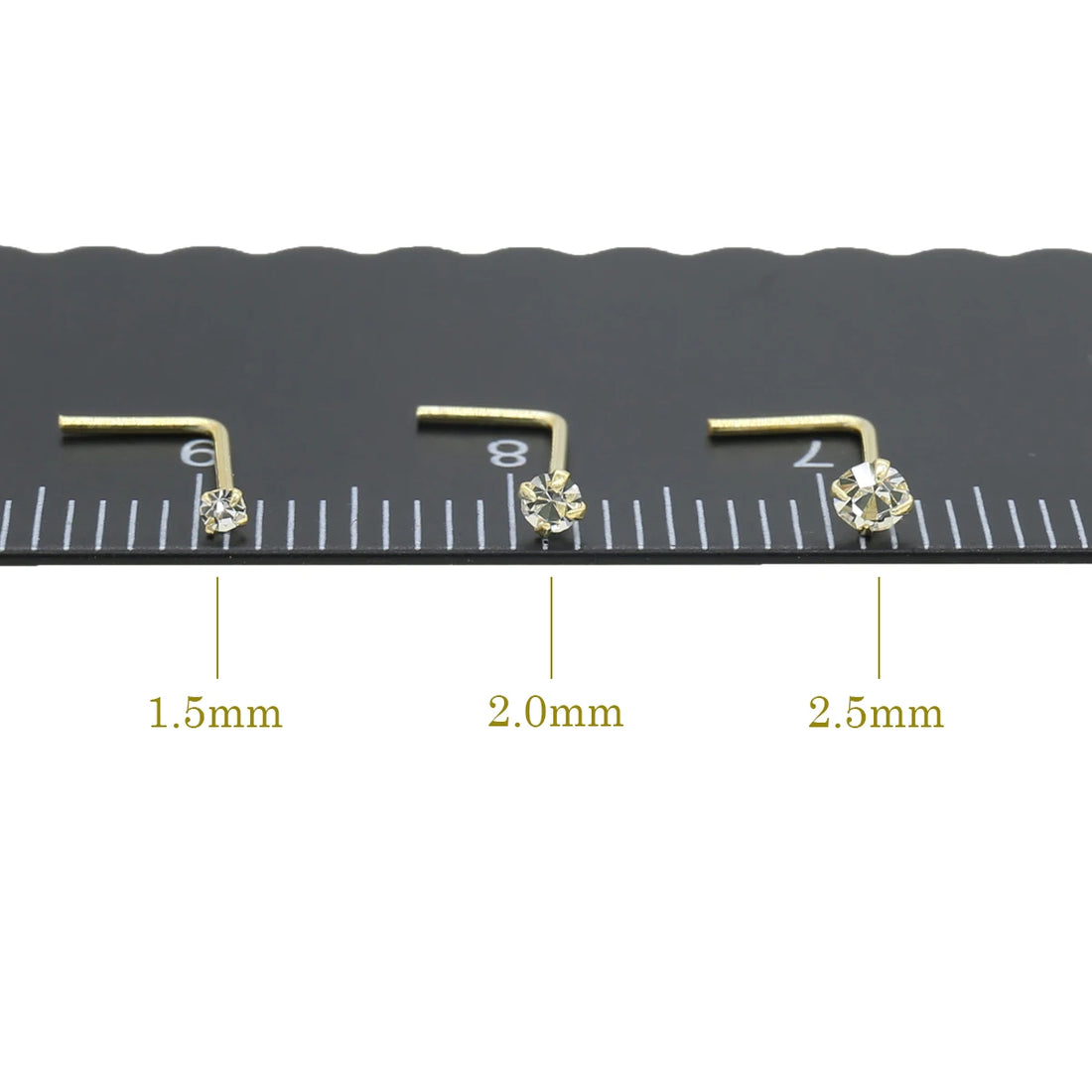 925 Sterling Silver Nose Stud 1.5mm 2.0mm 2.5mm Gemstone Thin Dainty Crystal Pin Nose Screw Ear Bone L Shape Bend Piercing Nariz