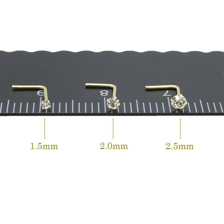 925 Sterling Silver Nose Stud 1.5mm 2.0mm 2.5mm Gemstone Thin Dainty Crystal Pin Nose Screw Ear Bone L Shape Bend Piercing Nariz