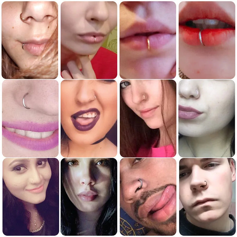 925 silver nose ring lip ring piercing jewelry for women cartilage tragus helix hoop earring small tiny seamless little sleeper