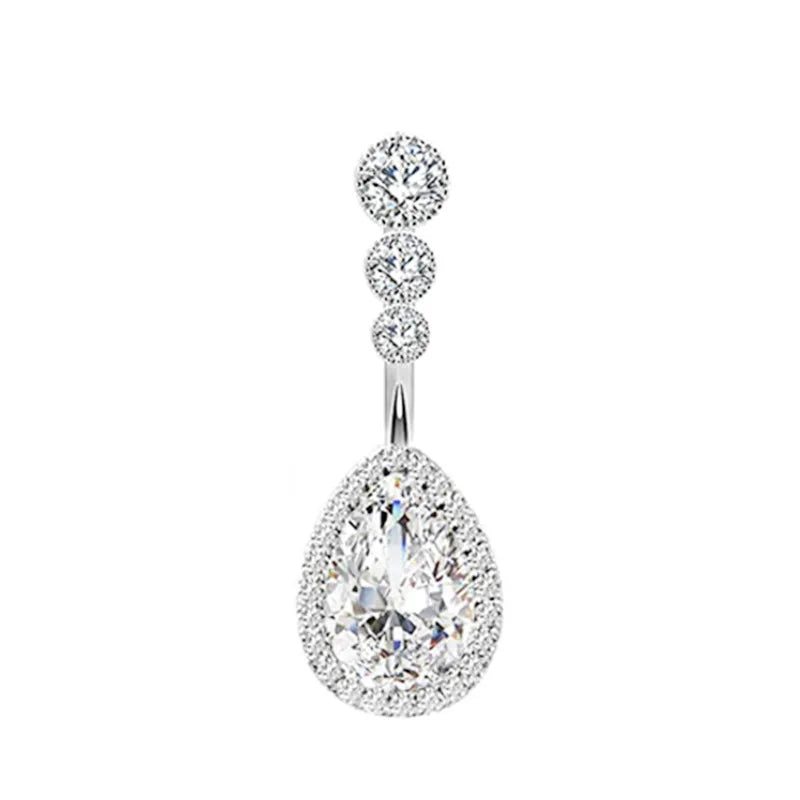 1PCS Crystal Belly Button Rings Surgical Steel Heart Navel Piercing Sexy Flower Belly Rings Body Piercing Ombligo Navel Rings