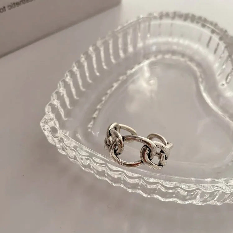 VENTFILLE 925 Sterling Silver Finger Rings New Fashion Creative Cross Hollow Chain Geometric Party Jewelry Gifts