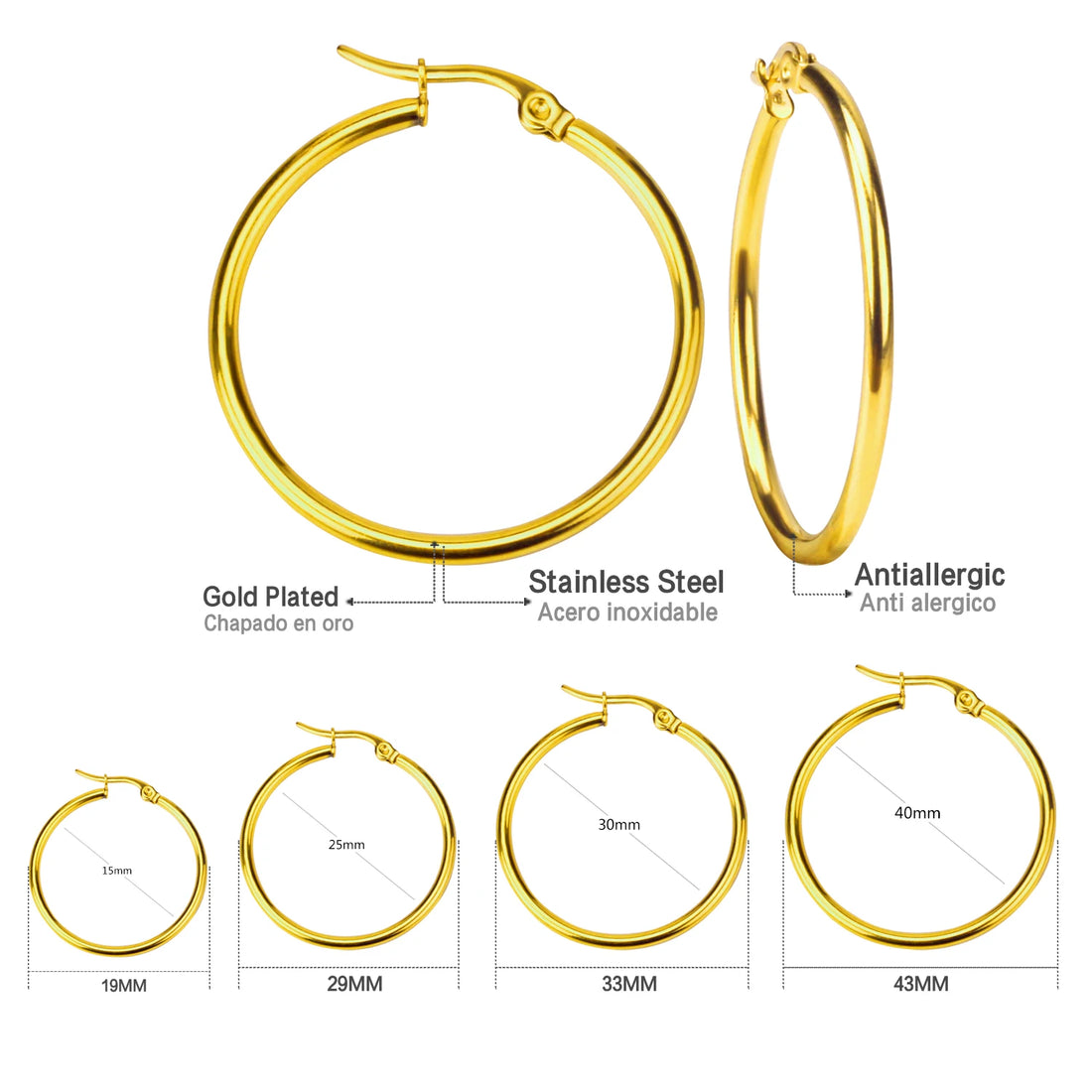 Earrings for Women 2024 Trending Stainless Steel Hoop Earrings for Women Men Simple Big Hoops Gold Color Silver Color Wholesale