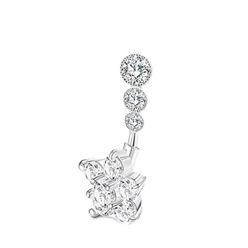 1PCS Crystal Belly Button Rings Surgical Steel Heart Navel Piercing Sexy Flower Belly Rings Body Piercing Ombligo Navel Rings