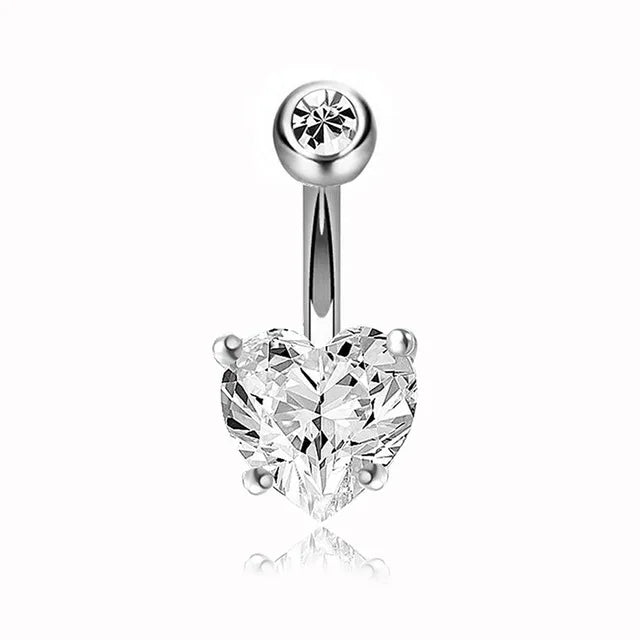 1PCS Crystal Belly Button Rings Surgical Steel Heart Navel Piercing Sexy Flower Belly Rings Body Piercing Ombligo Navel Rings