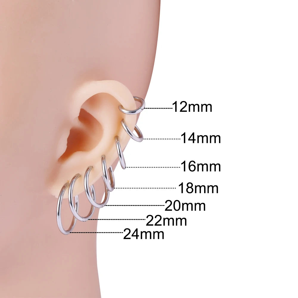 1 Pair Hoop Earrings for Men and Women Titanium Piercing Jewelry