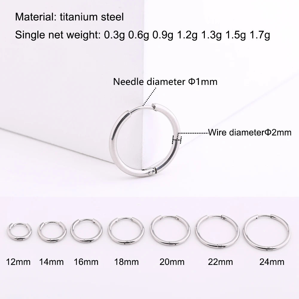 1 Pair Hoop Earrings for Men and Women Titanium Piercing Jewelry