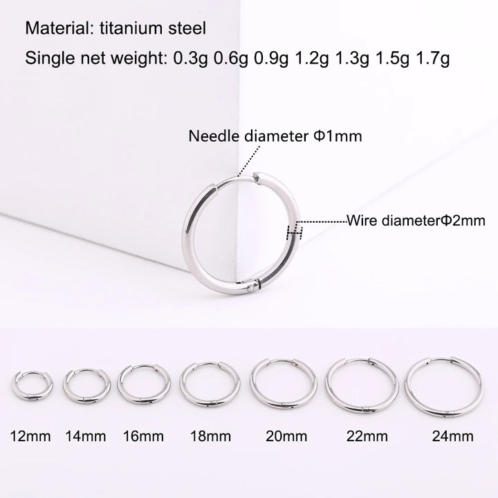 1 Pair Hoop Earrings for Men and Women Titanium Piercing Jewelry