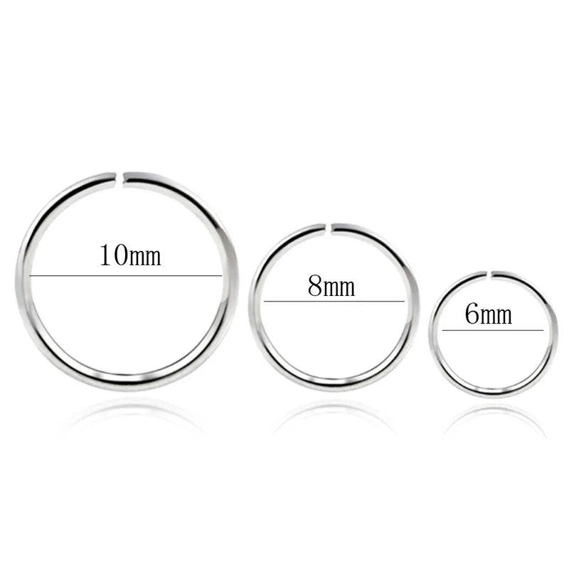 925 silver nose ring lip ring piercing jewelry for women cartilage tragus helix hoop earring small tiny seamless little sleeper