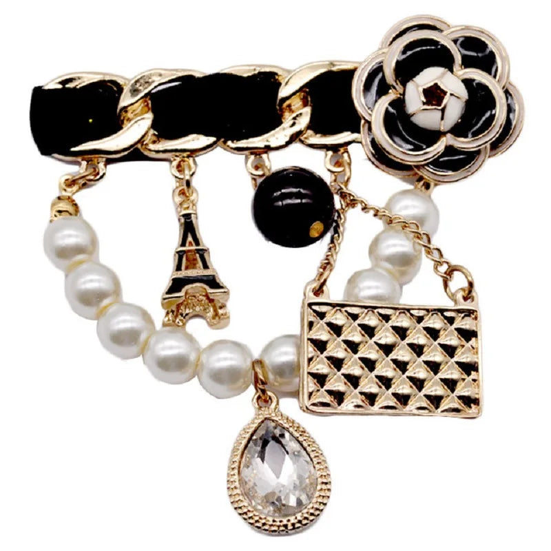 Luxury Fashion Pearl Flower CC Brooches for Women's clothing Number 5 Brooch Gift for Girl Friend Accessories For Jewelry