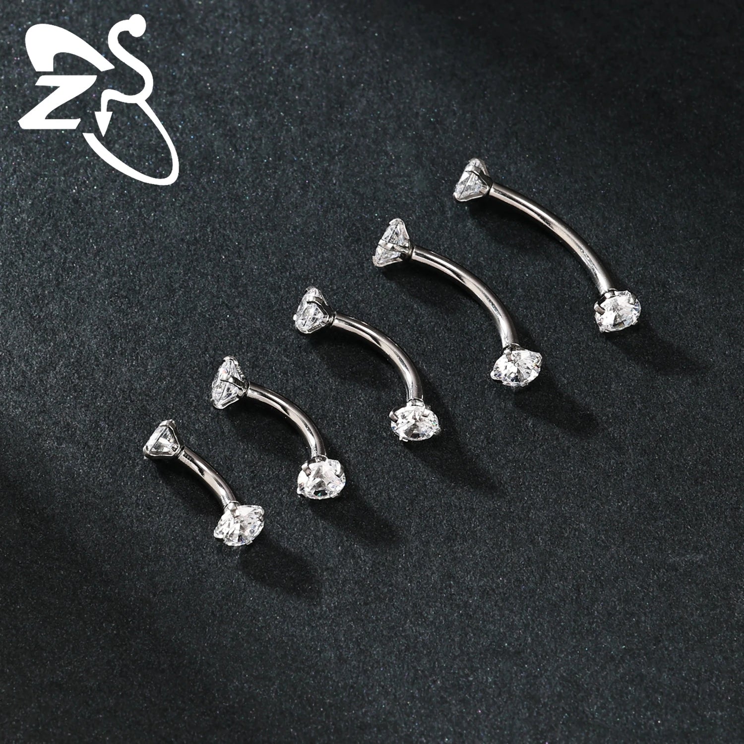 ZS 1PC Internal Thread 14/16/18G Stainless Steel Belly Button Ring 6MM-14MM Curved Navel Rings Helix Cartilage Piercings Jewelry