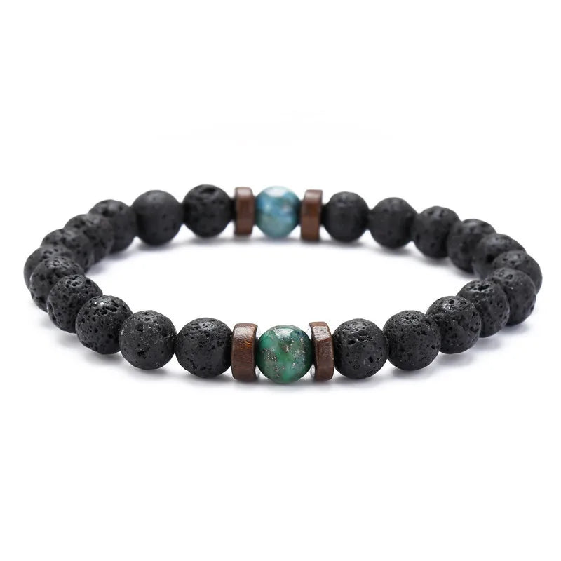 Volcanic Rock Stone Bracelet For Men Wooden 8MM Aromatherapy Lava Beads Bangle Tibetan Buddha Wrist Chain Women Jewelry