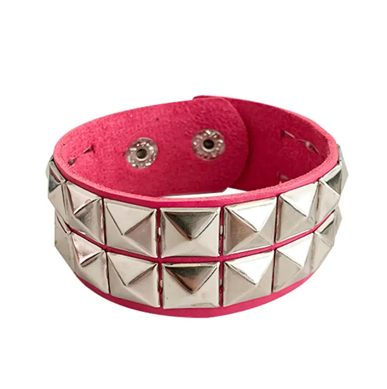 2023 New Gothic Punk Unisex PU Leather Bracelet Multilayers Rock Spikes Rivet Chains Bracelet For Women Men' Friends Jewelry