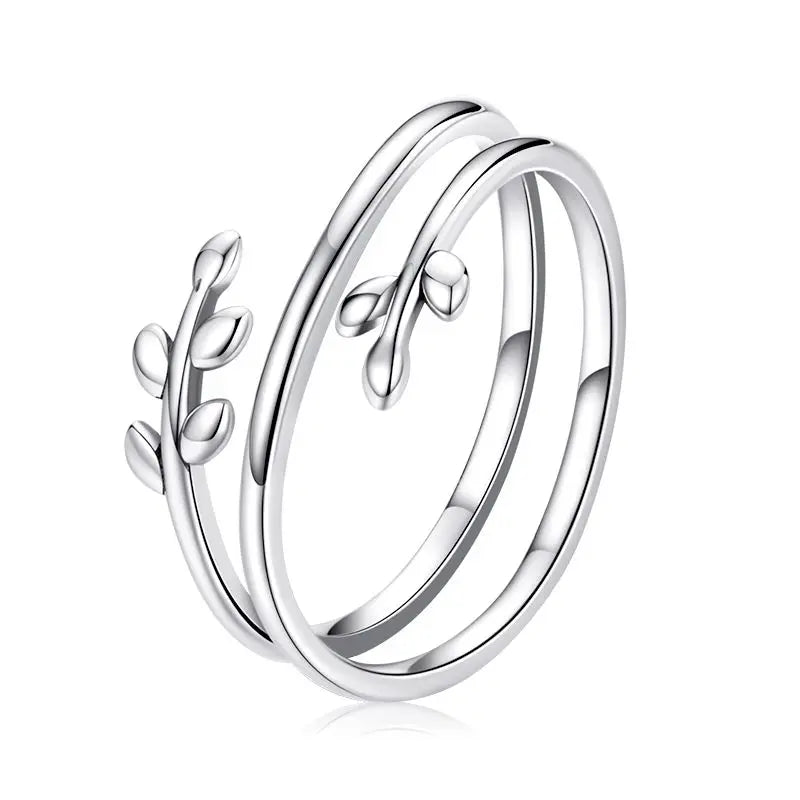 WOSTU Adjustable Rings Real 925 Sterling Silver Stackable Engagement Zircon Open Size Rings For Women Female Original Jewelry