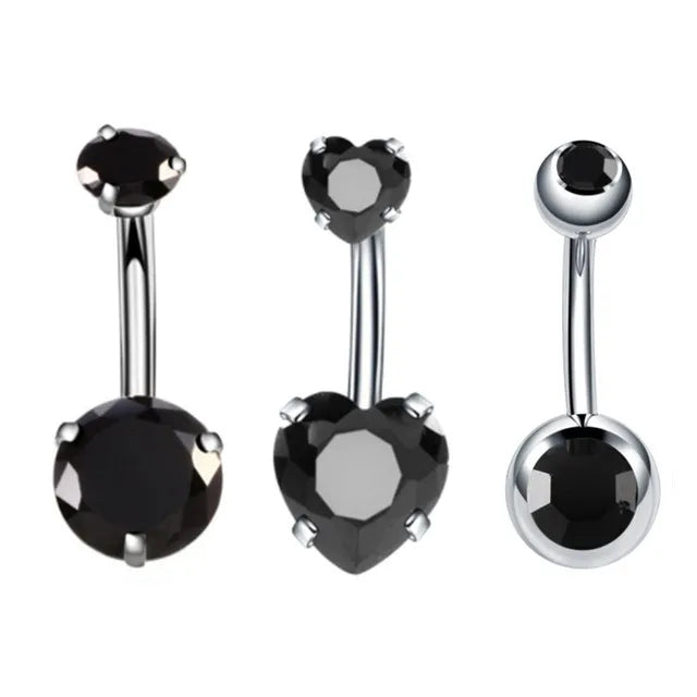 3PCS Heart Crystal Belly Button Piercing Jewelry Set Red Cz Navel Piercing Bulk Flower Belly Rings Pack Piercing Ombligo Lote