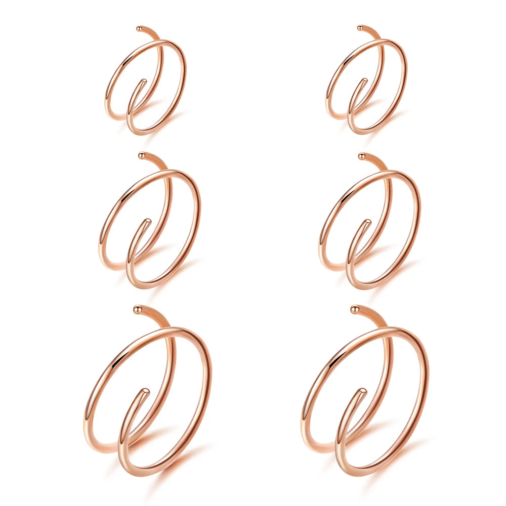 VOJO 20G G23 Titanium Double Hoop Nose Rings 6/8/10mm Hypoallergenic Small Spiral Piercing Jewelry for Women Men