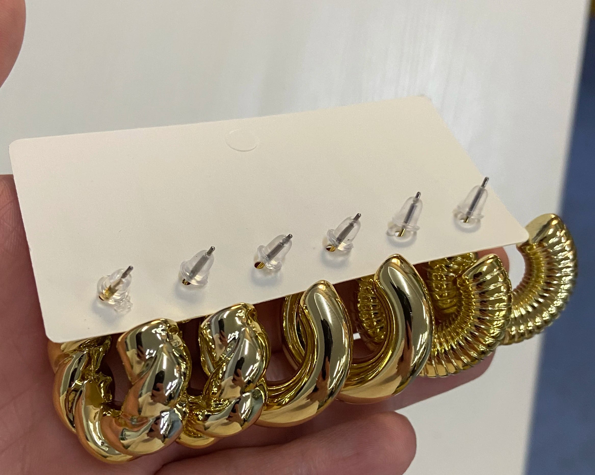 6pcs Chunky Gold Plated Waterdrop Hoop Earring Set For Women European and American Minimalist Smooth Circle Drop Earring Jewelry