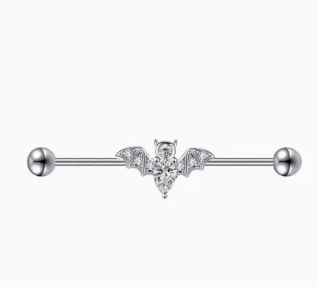 1/4PCS Crystal Bat Fake Nose Ring Septum Jewelry Stainless Steel Non Piercing Cuff Earring Rook Faux Clip on Hoop