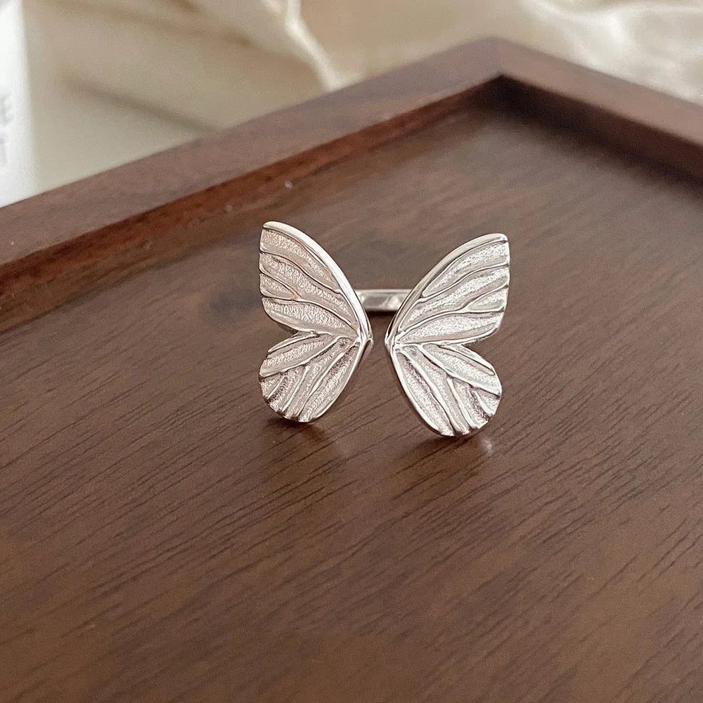 BF CLUB 925 Sterling Rings for Women Fashion Geometric Handmade Irregular Strip Ring Party Christmas Gift