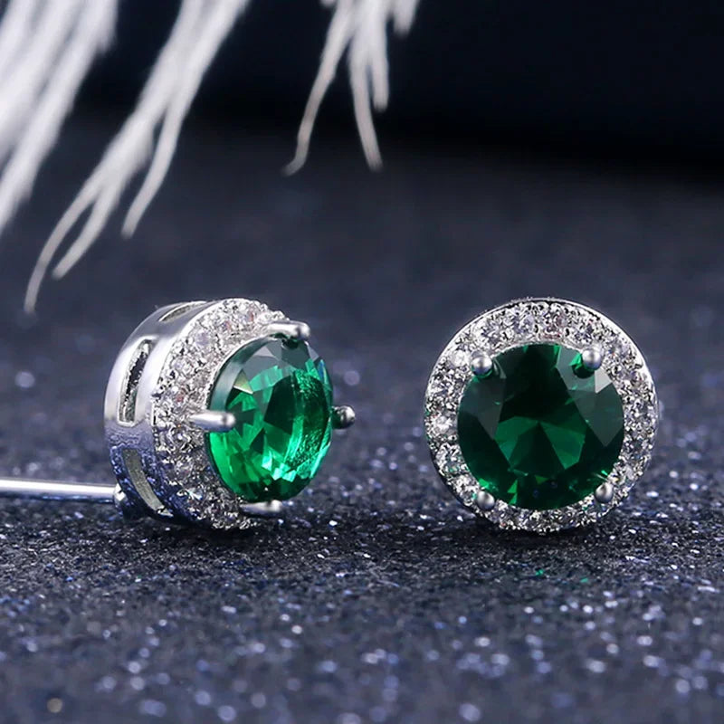 Huitan Luxury AAA CZ Stud Earrings For Women Romantic Elegant Female Daily Earrings 7 Colors Available Wholesale Dropshipping