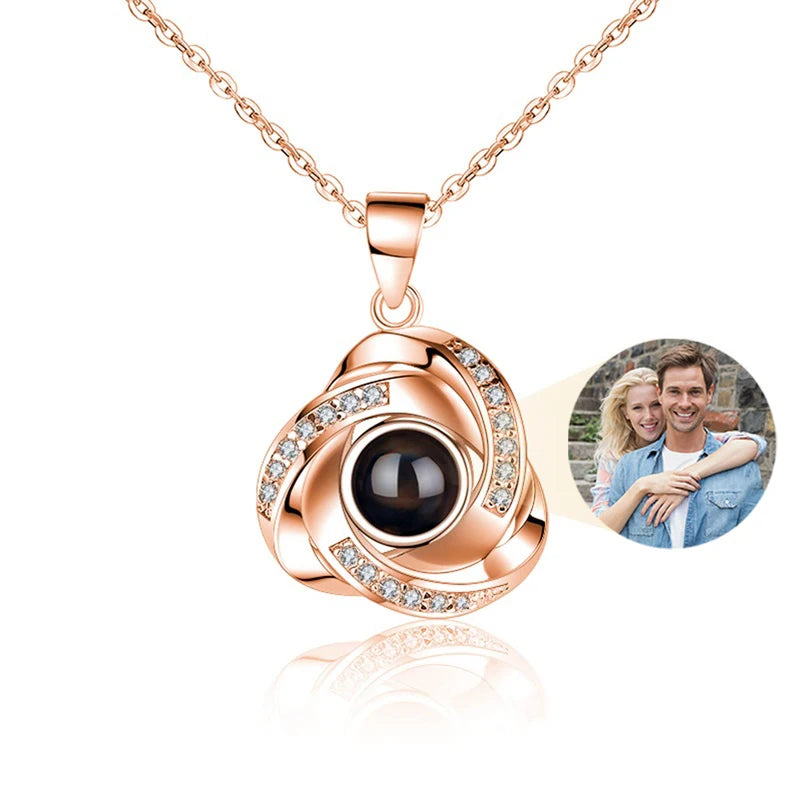 Custom Photo Necklace Projection Necklace with Picture I Love You 100 Languages Personalized Necklace Jewelry Gifts for Women