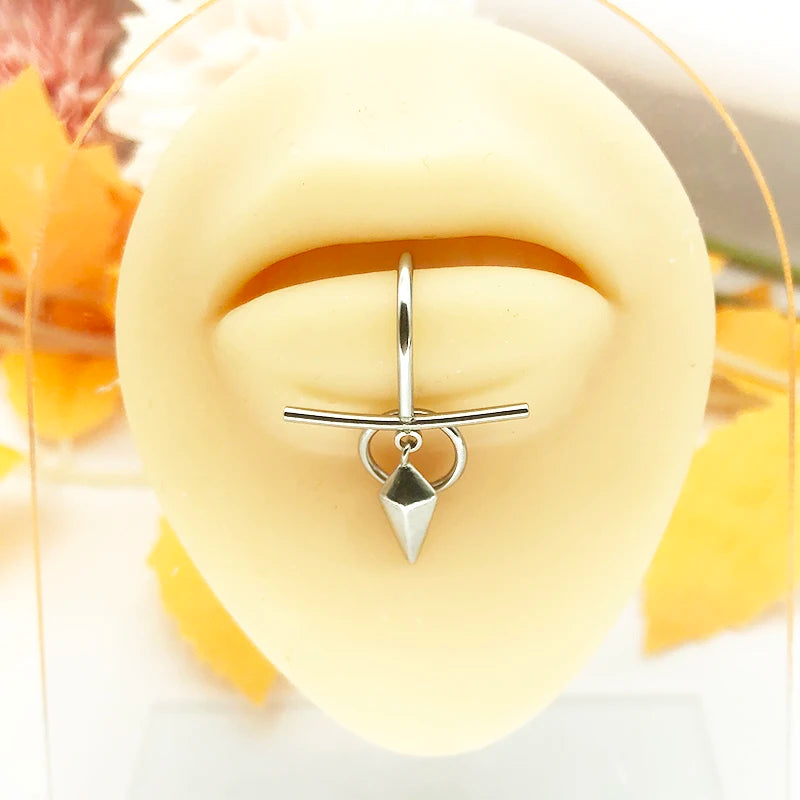 Fake Lip Piercing Jewelry none piercing labret faux lipring stainless steel  Lip Cuff  lead free nickel free body jewelry