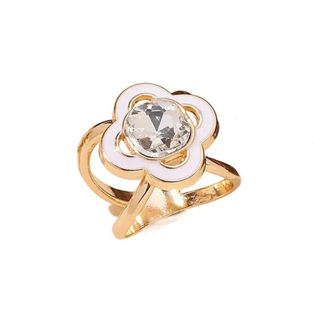 Flower Pearl Silk Scarf Buckle Round Multifunctional Clothing Corner Knotted Buckles Square Headscarf Pin Clover Shawl Ring Clip