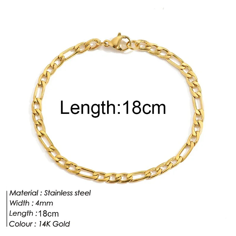 Multilayered Bracelet Gold Color Snake Paperclip Figaro Cuban Chain Stainless Steel Jewelry Male Female Bracelets Factory