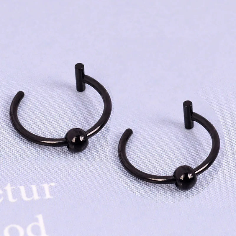 2Pcs 316L Stainless Steel Fake Nose Ring, Nose Cuffs Fake Septum Rings Clip On Nose Hoop Lip Rings Conch Earring Body Jewelry