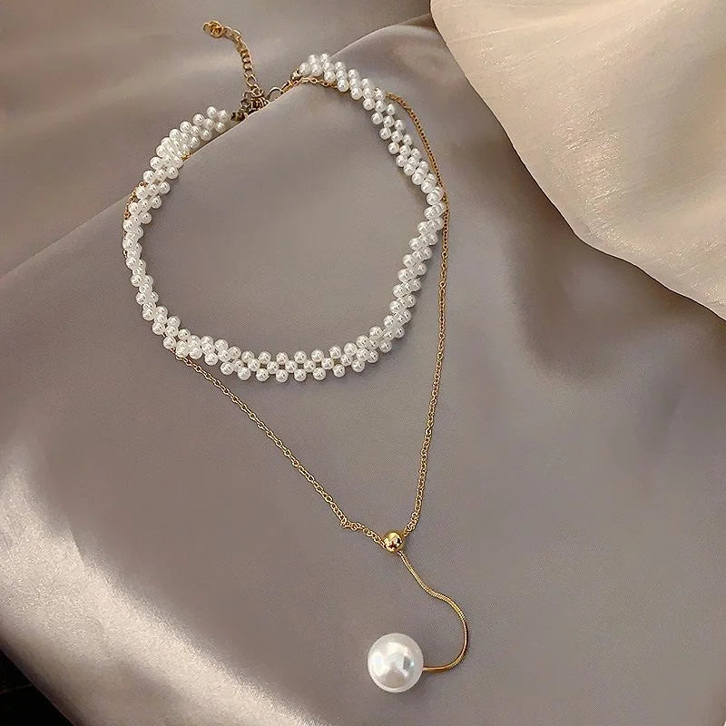 Imitaition Pearl Necklace for Women Simple Fashion Collarbone Chain White Choker Necklaces Designer Wedding Jewelry Wholesale