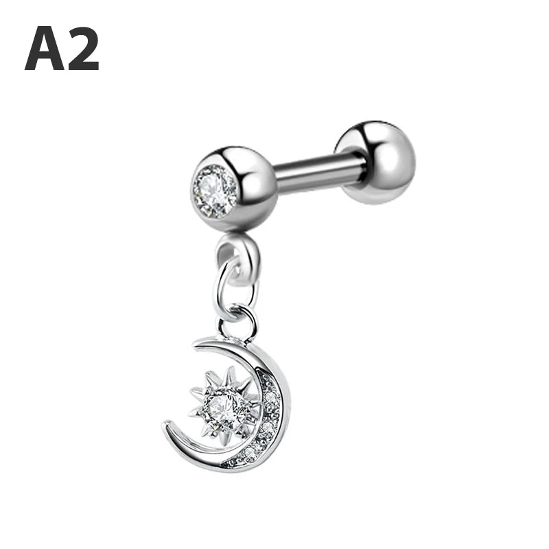 Zircon Earrings Helix Ear Lobe Piercing Conch Tragus Dangle Cartilage Ring Pierc