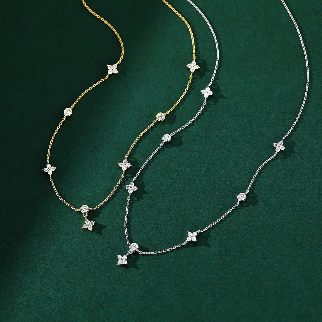 Inlaid Zircon Four-leaf Flower Chain Necklace for Women New Niche Light Luxury Hot Fashion Collares Choker Accessories