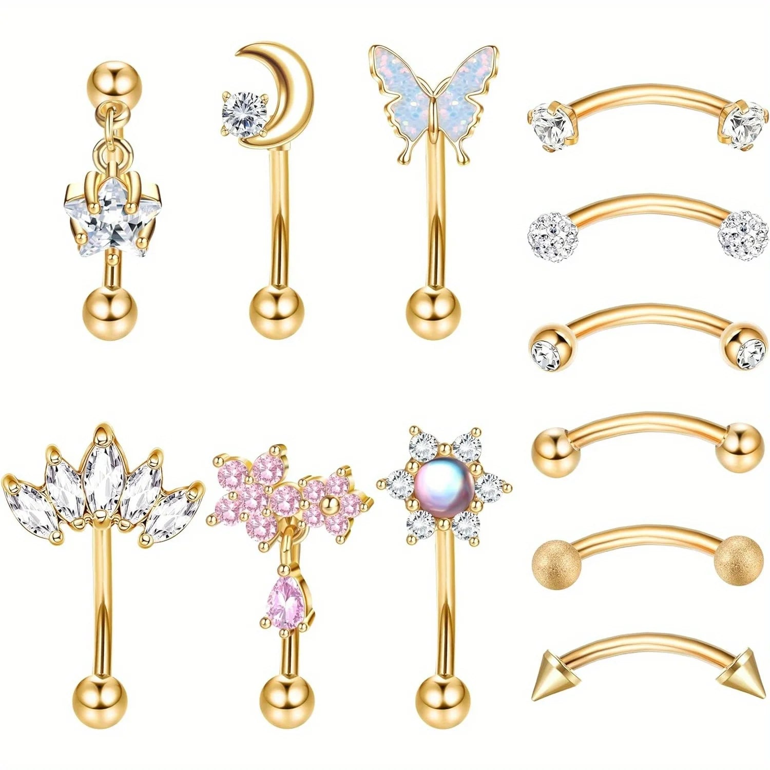 Drperfect 1pc Stainless Steel Rook Piercing Jewelry Lip Ring Cartilage Daith Surface Tragus Piercing Jewelry Eyebrow Rings