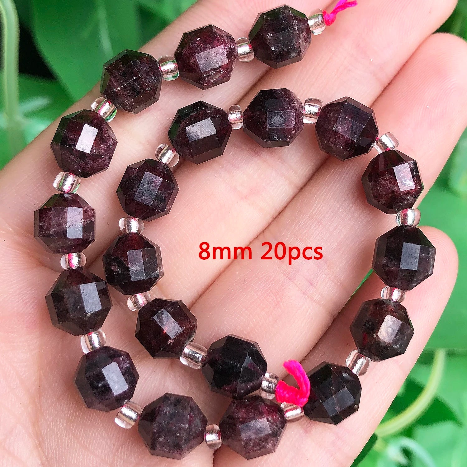 Natural Garnet Gem Stone Beads Irregular Round Faceted Loose Spacer Waist Beads for DIY Jewelry Making Bracelet Handmade