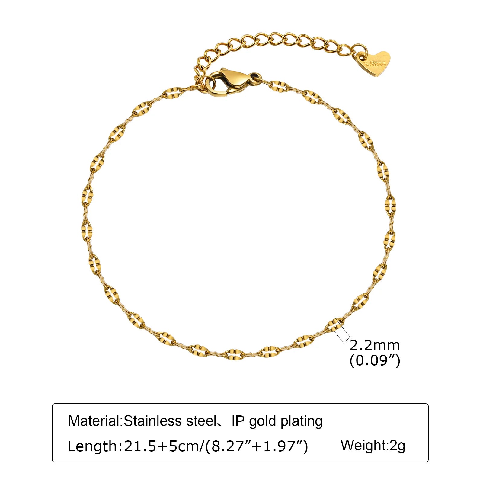 Waterproof Layered Link Chain Anklets Bracelet for Women, Gold Plated Foot Leg Anklets Summer Boho Beach Jewelry Adjustable